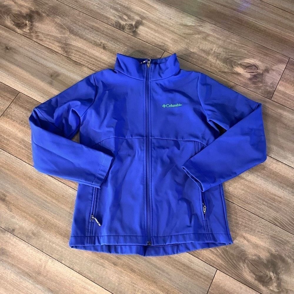 Columbia Kids Blue Softshell Full Zip Fleece Lined Jacket Large 14/16